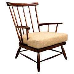 Fauteuil moderne brésilien en Wood Imbuia et coussin, A Forma Decorativa, années 1960