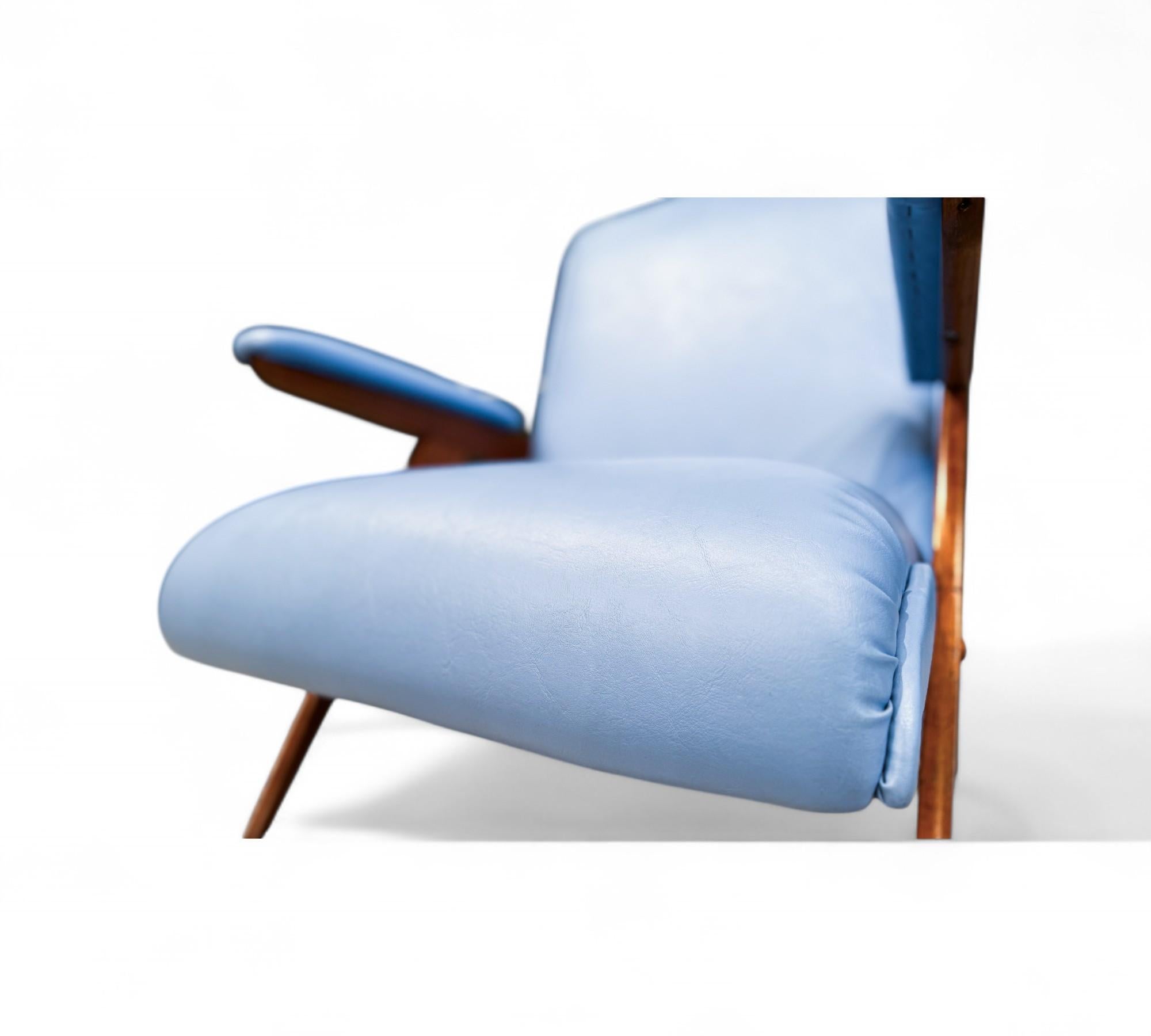 Brazilian Modern Armchair in Wood & Leatherette, Jose Zanine Caldas, 1950s For Sale 3