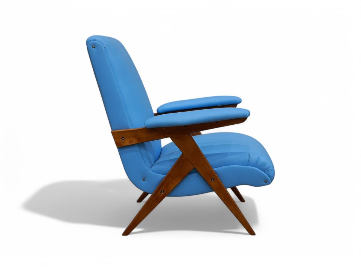 20th Century Brazilian Modern Armchair in Wood & Leatherette, Jose Zanine Caldas, 1950s For Sale