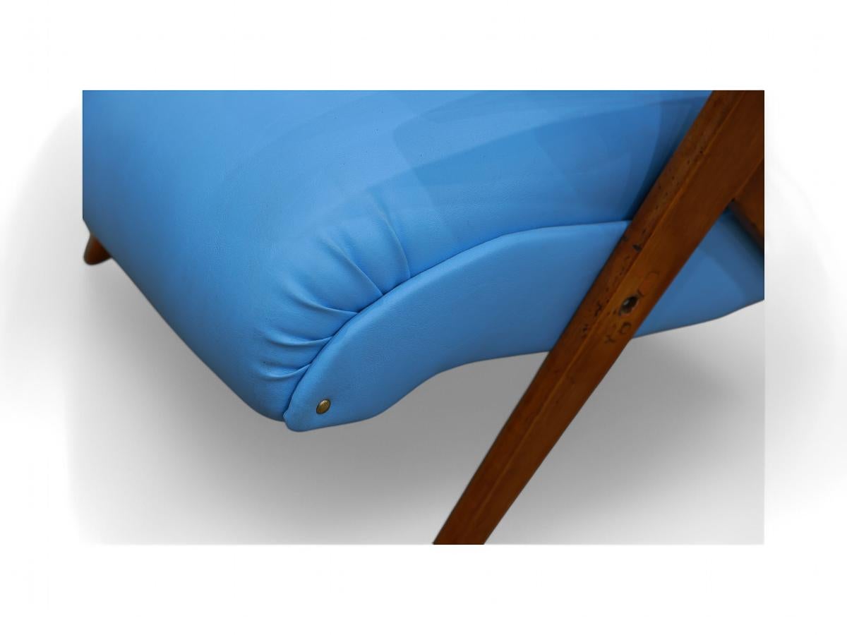 Brazilian Modern Armchair in Wood & Leatherette, Jose Zanine Caldas, 1950s For Sale 1