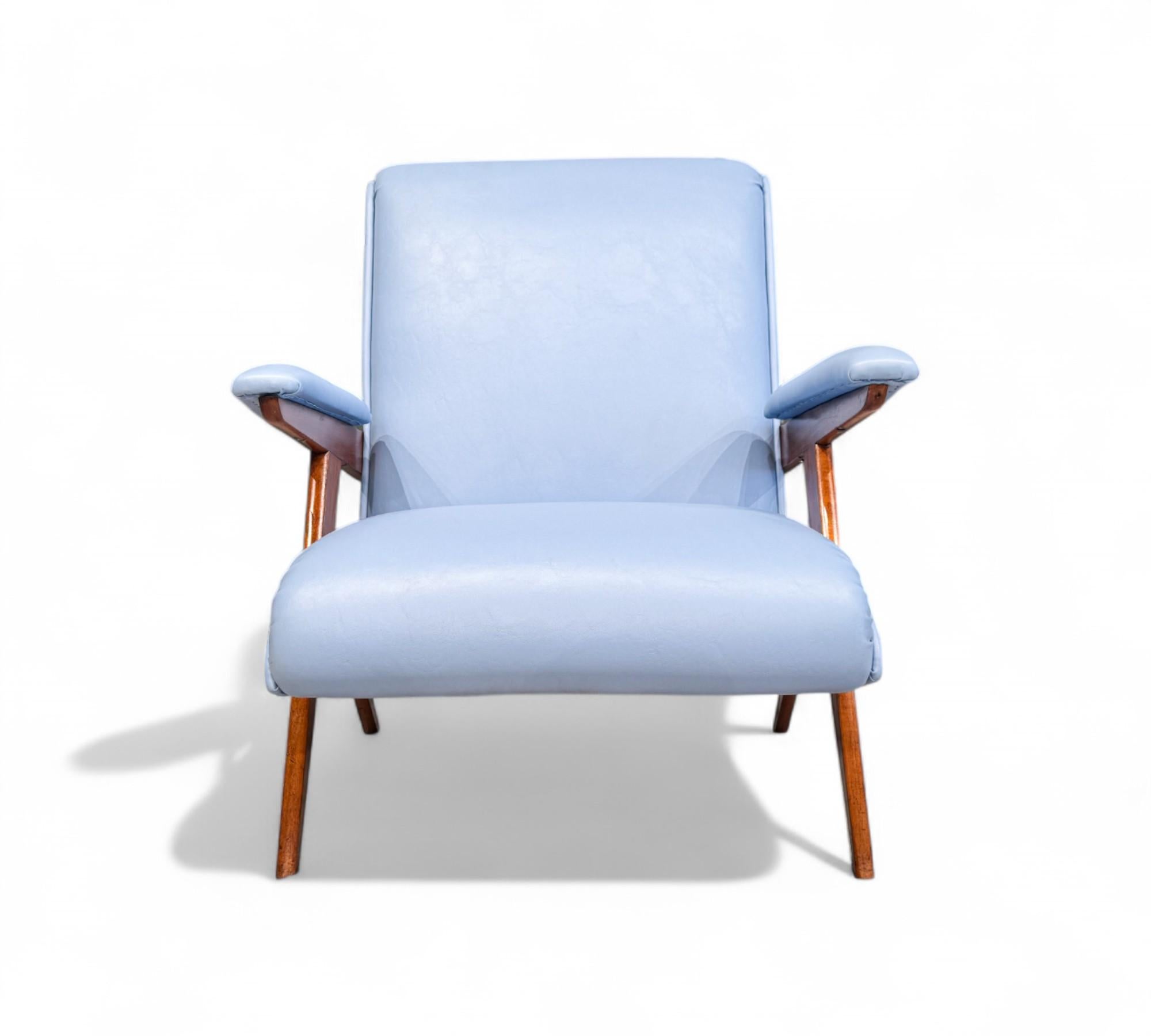 Brazilian Modern Armchair in Wood & Leatherette, Jose Zanine Caldas, 1950s For Sale 1
