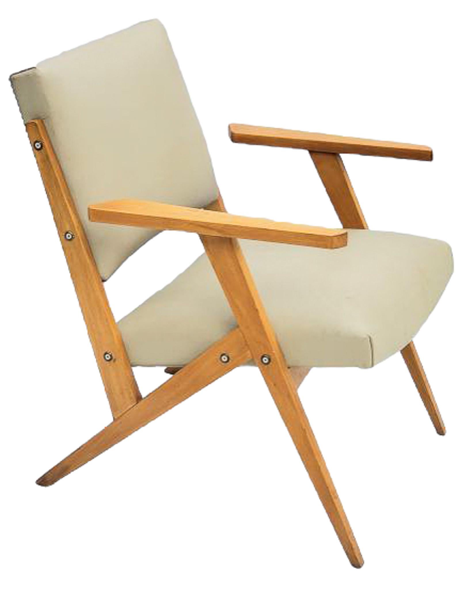 Brazilian Modern Armchair in Wood & Mint Faux Leather, Jose Zanine Caldas, 1950s For Sale 4