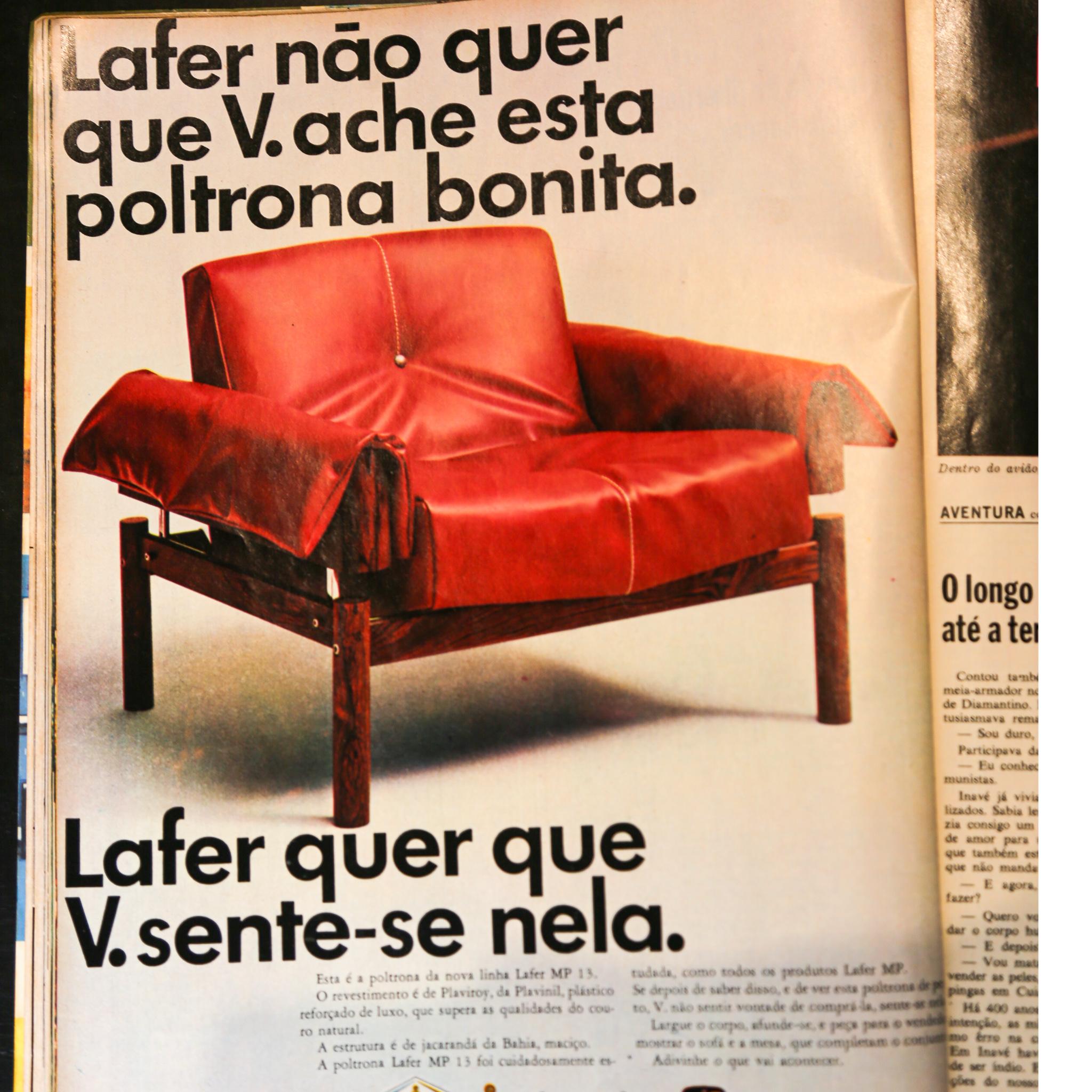 Brazilian Modern Armchair MP-13 in Hardwood & Leather, Percival Lafer, 1967 For Sale 1