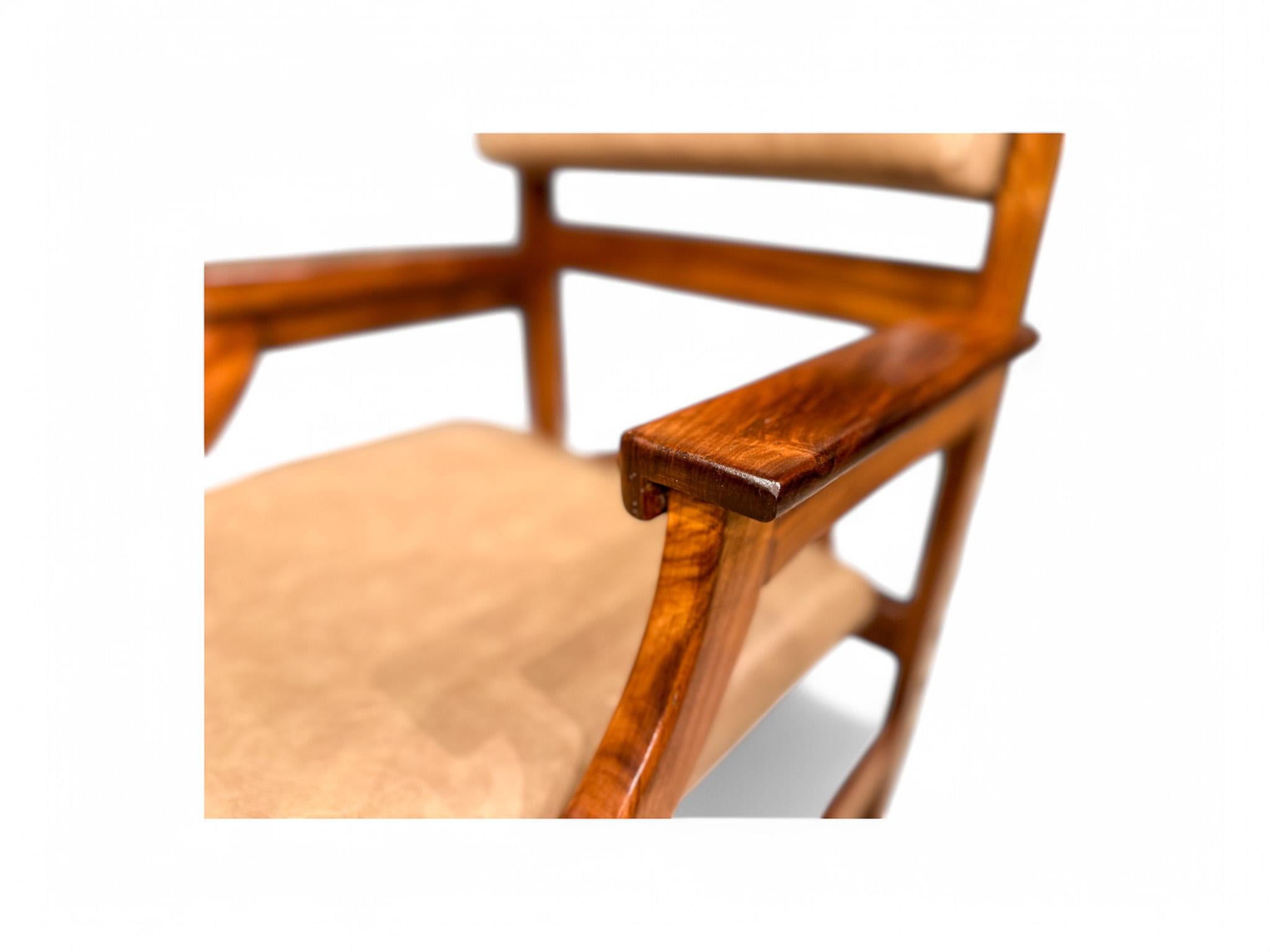 Brazilian Modern Armchair Set in Caviuna Wood & Faux Leather, 1960s For Sale 2