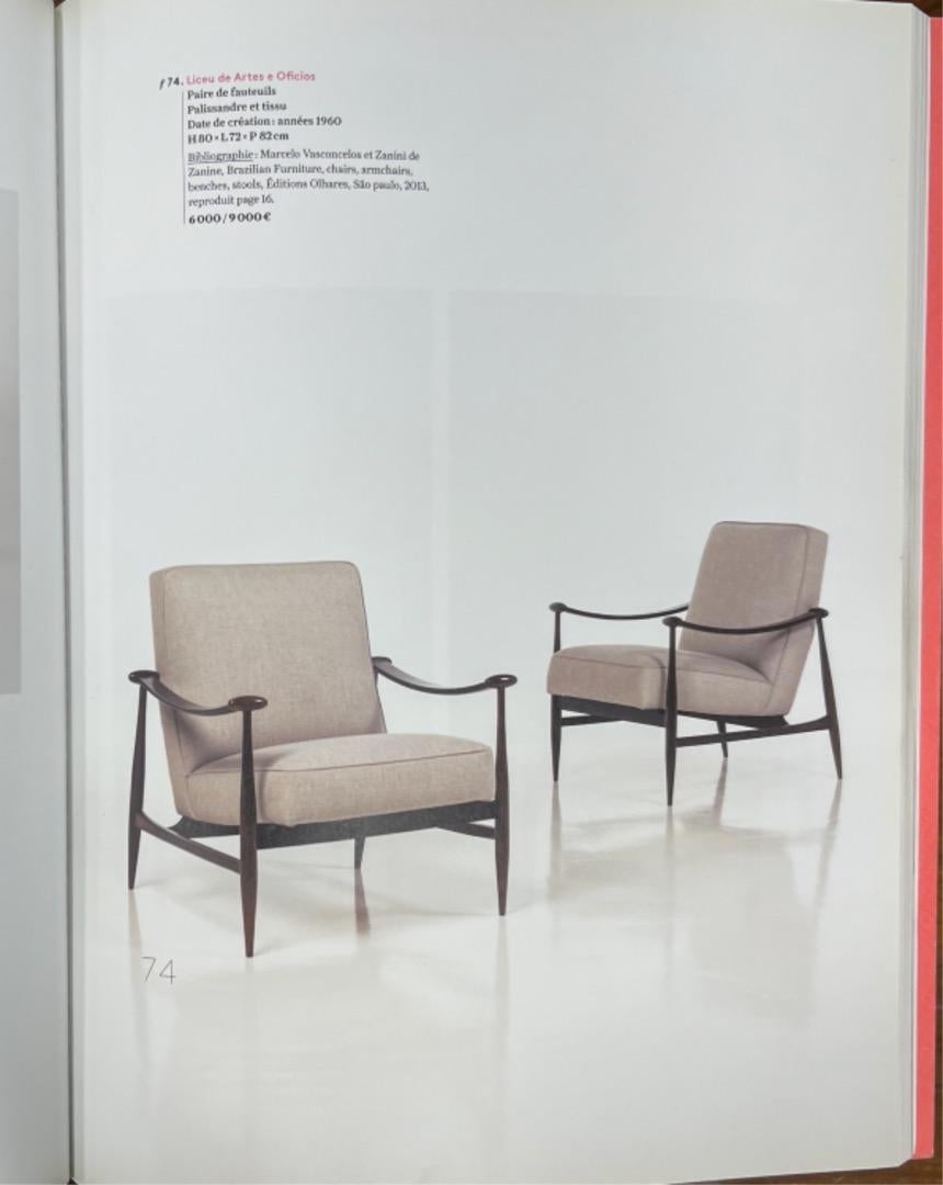 Brazilian Modern Armchair Set in Hardwood & Beige Leather by Liceu de Artes 1960 For Sale 9