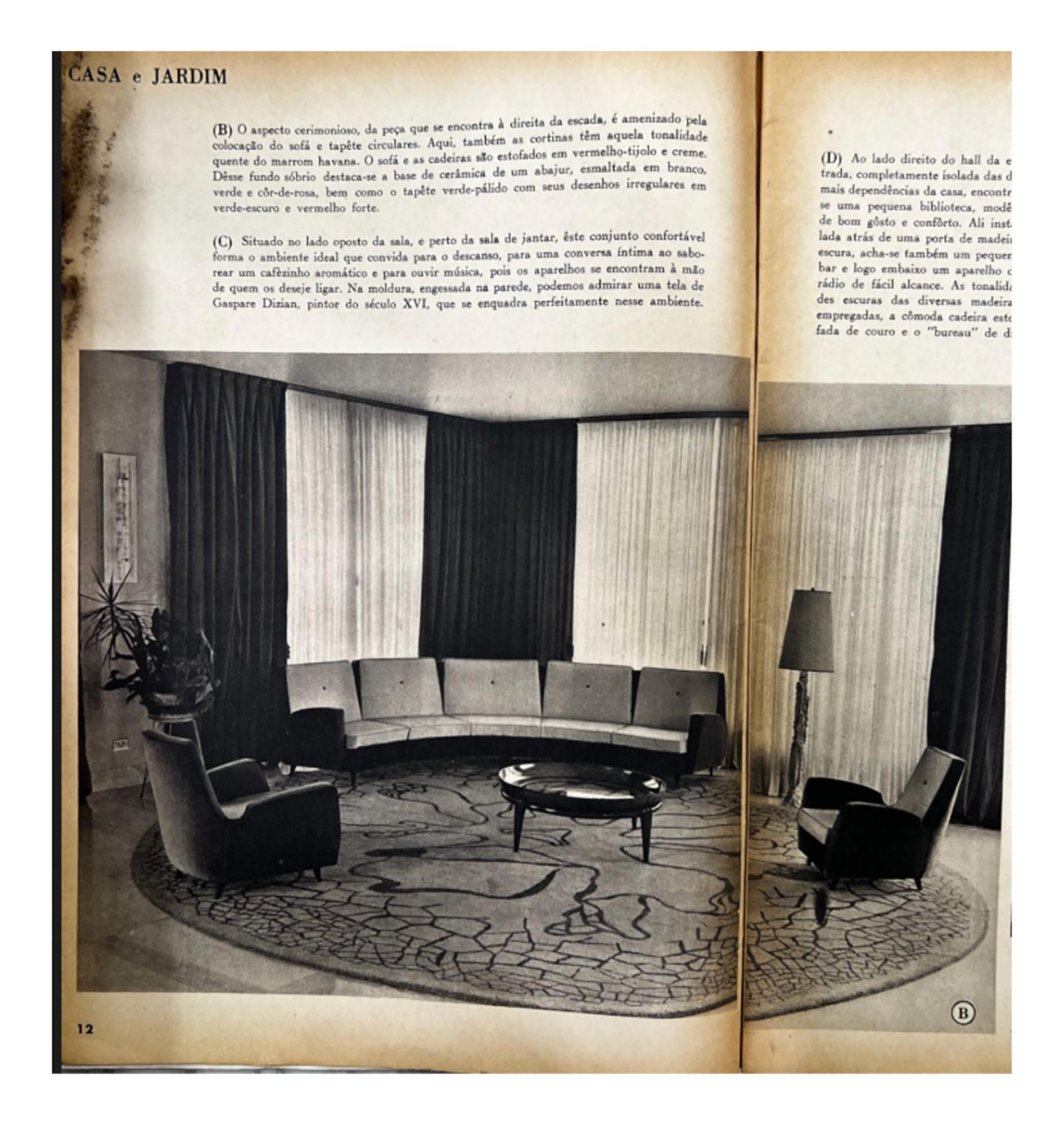 Modernes brasilianisches Sessel-Set aus Hartholz und burgunderrotem Stoff von Forma, 1950er Jahre  im Angebot 6