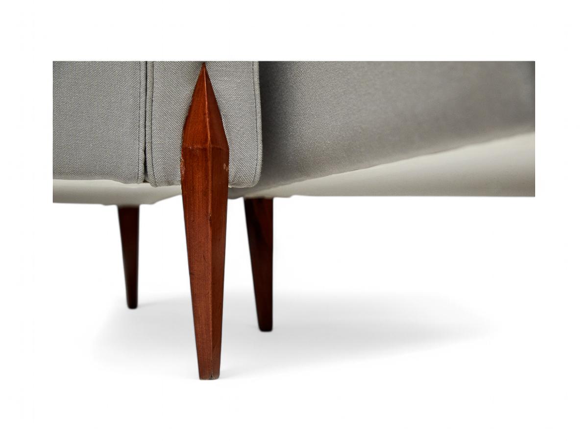 Brazilian Modern Armchairs in Caviuna hardwood & Grey Linen, circa 1950s, Brazil 2