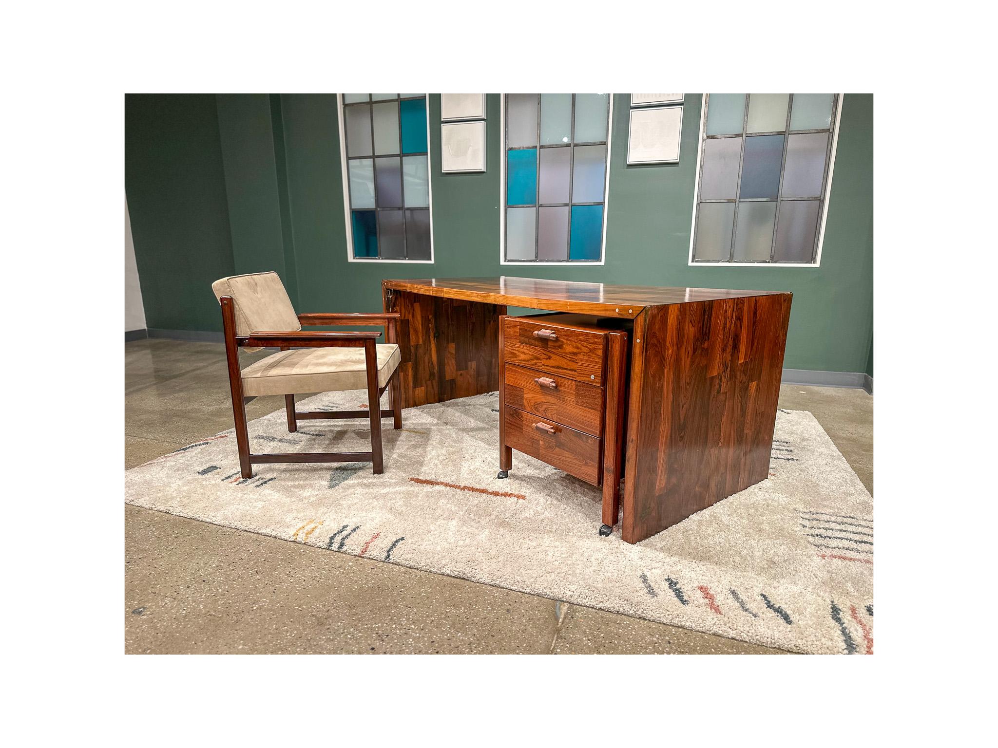 Brazilian Modern Armchairs in Hardwood & Beige Fabric by Jorge Jabour, Brazil 2
