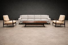 Brazilian Modern Armchairs in Hardwood & Beige Leather, Liceu de Artes, 1960s