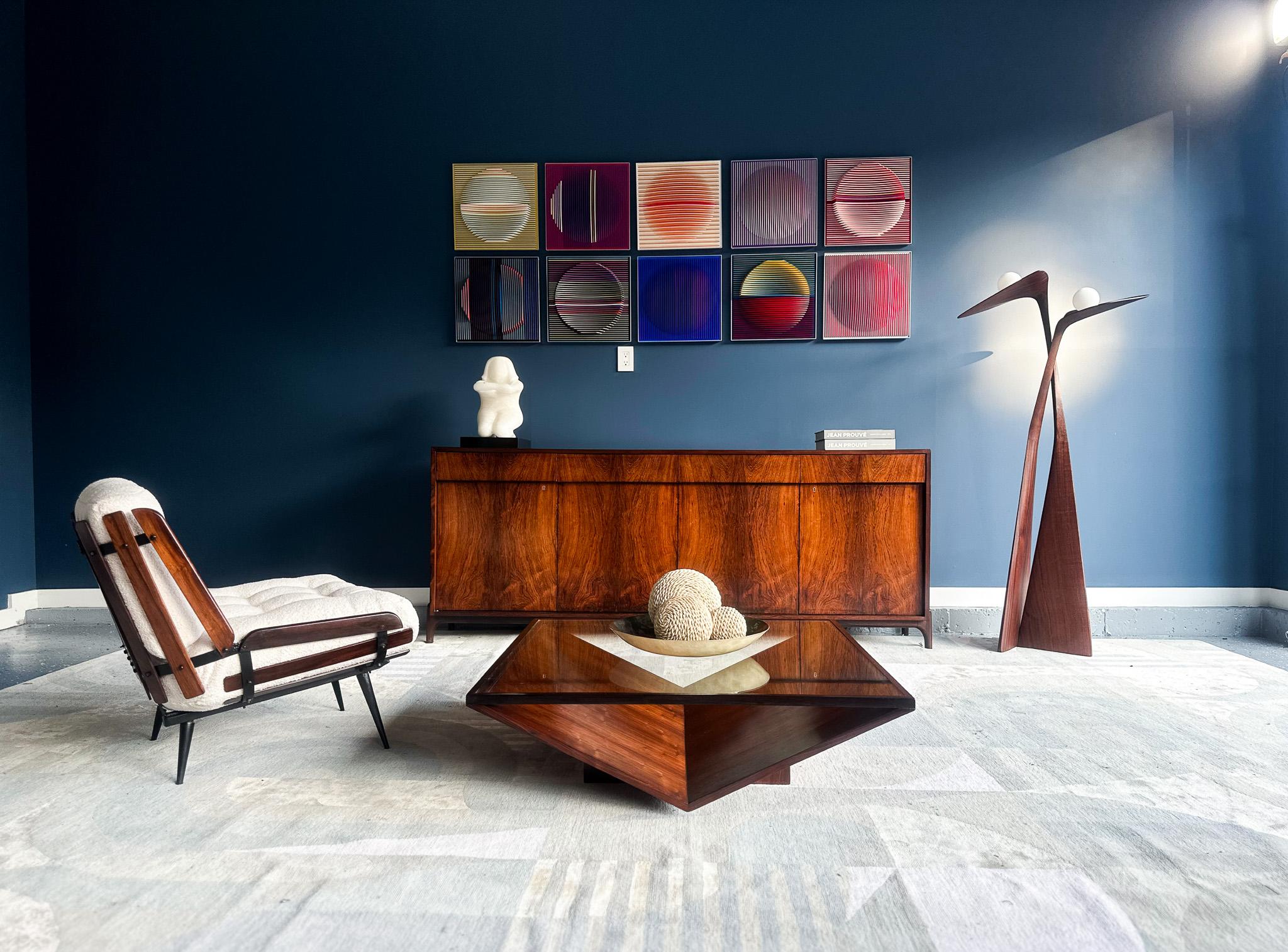 Brazilian Modern Armchairs in Hardwood & Boucle, Carlo Hauner & Martin Eisler For Sale 7