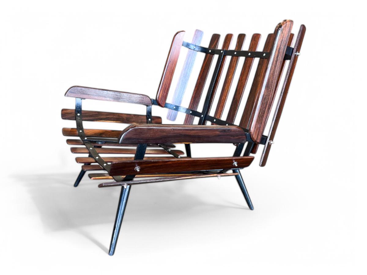 Brazilian Modern Armchairs in Hardwood & Boucle, Carlo Hauner & Martin Eisler 8