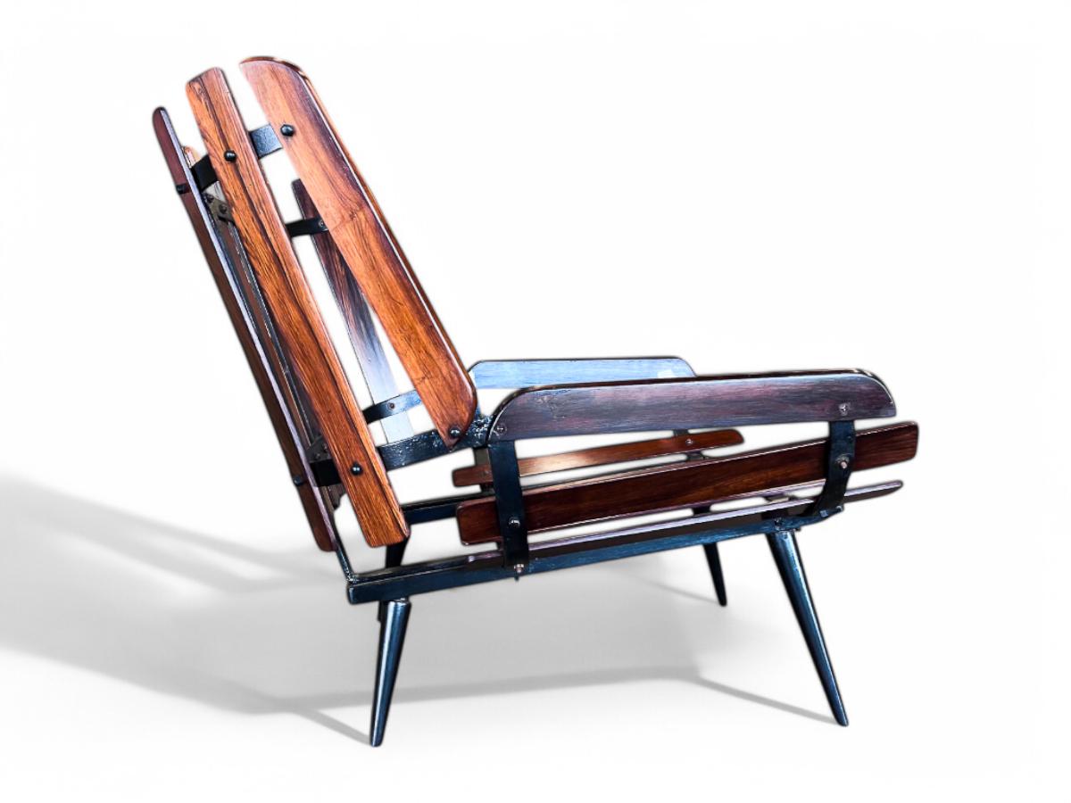 Brazilian Modern Armchairs in Hardwood & Boucle, Carlo Hauner & Martin Eisler 9
