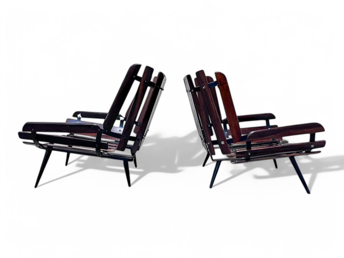 Brazilian Modern Armchairs in Hardwood & Boucle, Carlo Hauner & Martin Eisler 1