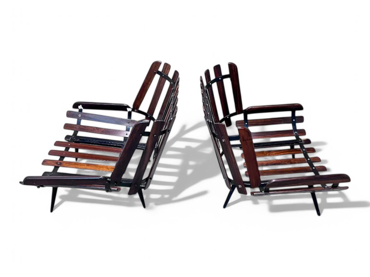 Brazilian Modern Armchairs in Hardwood & Boucle, Carlo Hauner & Martin Eisler For Sale 2