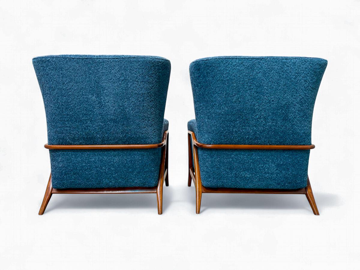Poltrone moderne brasiliane in legno duro e bouclé, Giuseppe Scapinelli, 1950 ca. in vendita 2