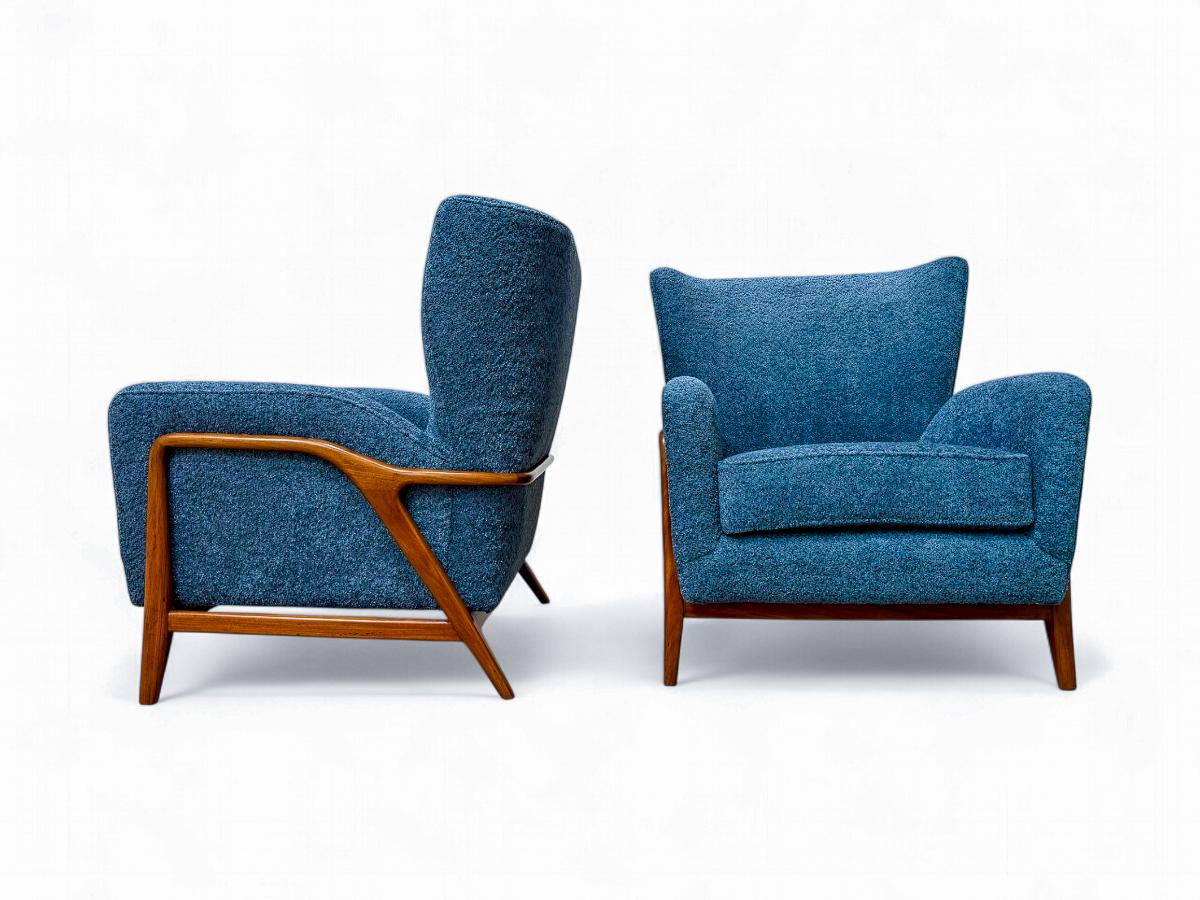Poltrone moderne brasiliane in legno duro e bouclé, Giuseppe Scapinelli, 1950 ca. in vendita 6