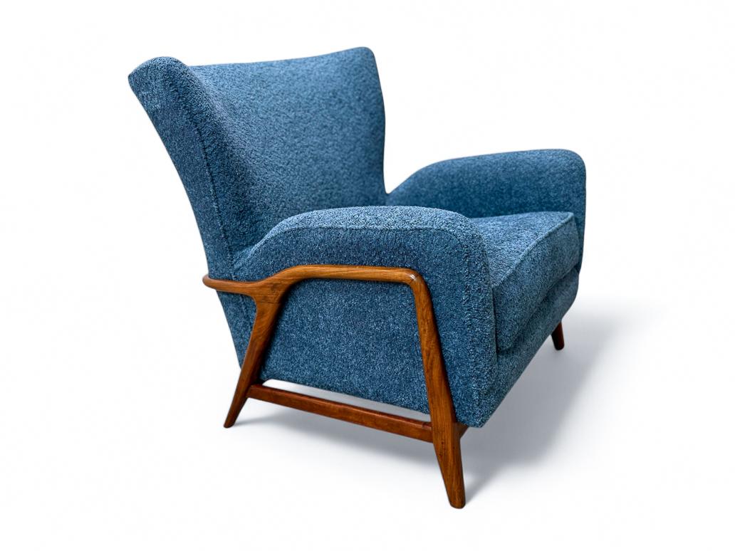 Poltrone moderne brasiliane in legno duro e bouclé, Giuseppe Scapinelli, 1950 ca. in vendita 10
