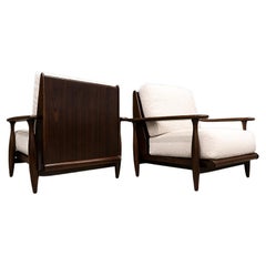 Brazilian Modern Armchairs in Hardwood & Bouclé Liceu de Artes, 1960s