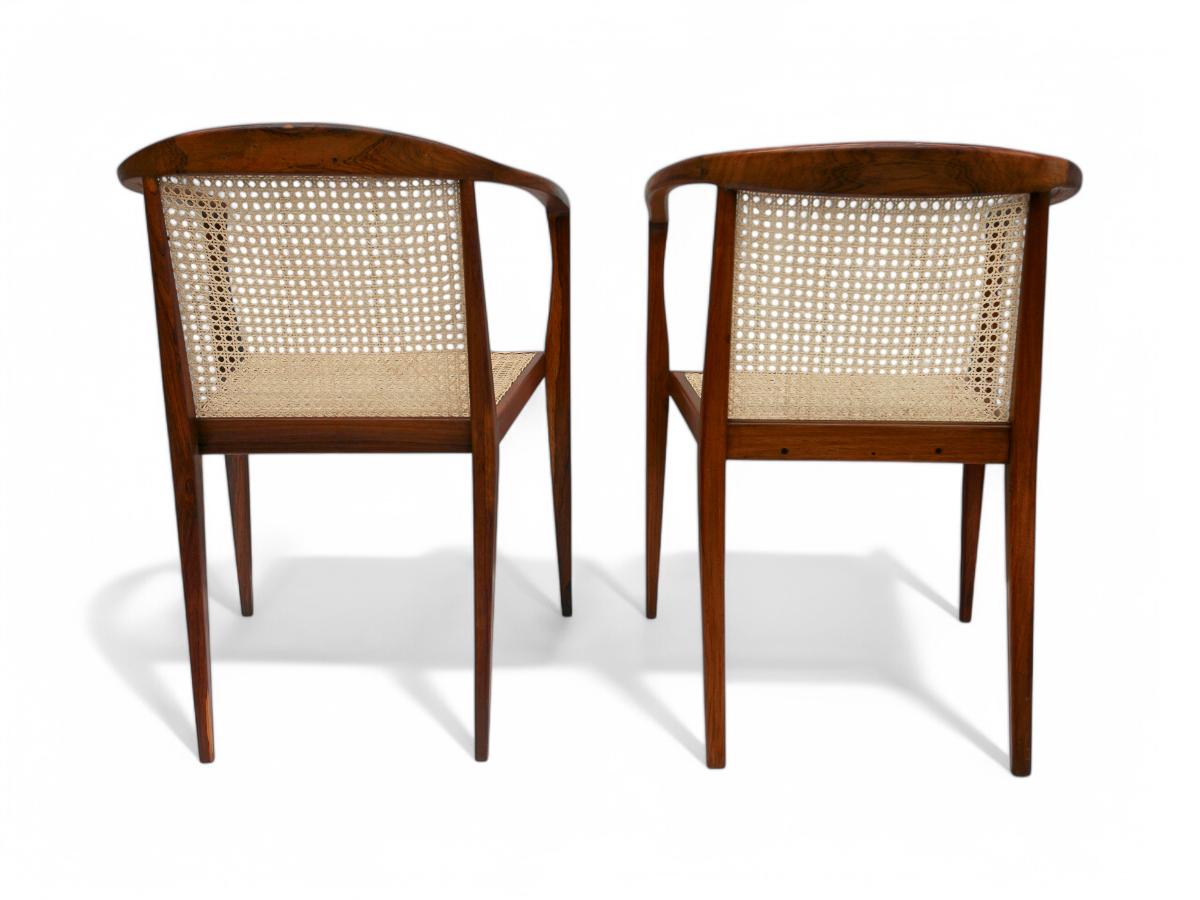Brazilian Modern Armchairs in Hardwood & Cane by John Graz, 1950s, Brazil 1