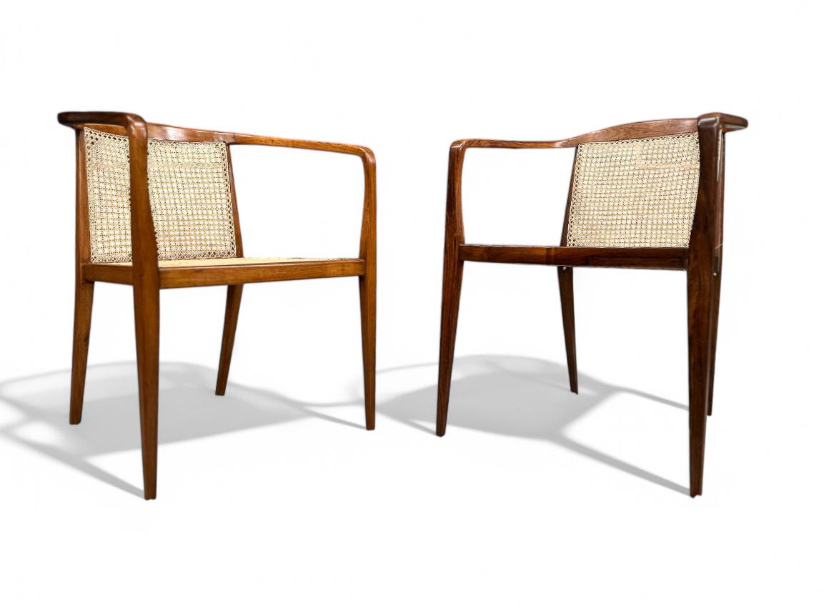 Brazilian Modern Armchairs in Hardwood & Cane by John Graz, 1950s, Brazil 3