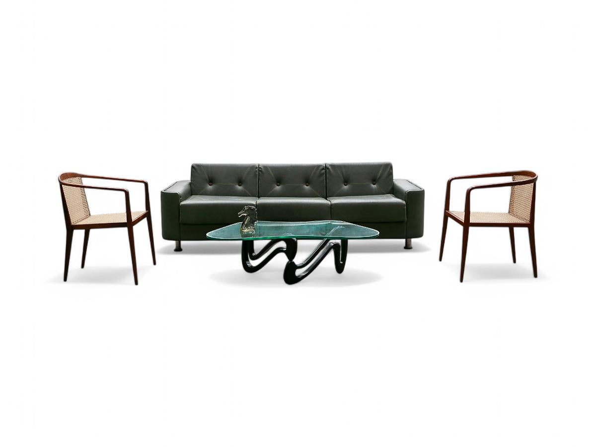 Brazilian Modern Armchairs in Hardwood & Cane by John Graz, 1950s, Brazil 4
