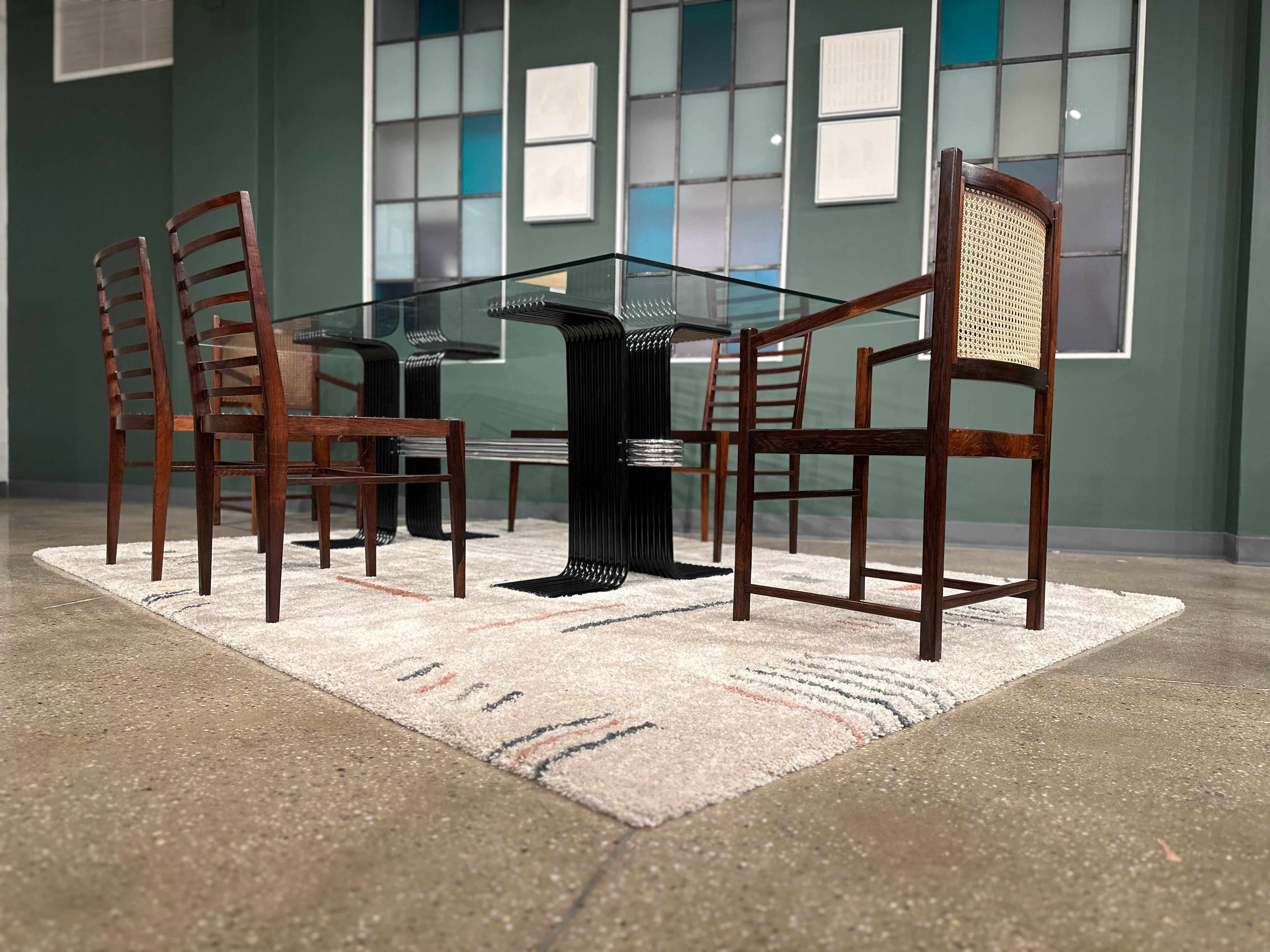Straw Brazilian Modern Armchairs in Hardwood & Caning, Unknown, Brazil, 1960s For Sale