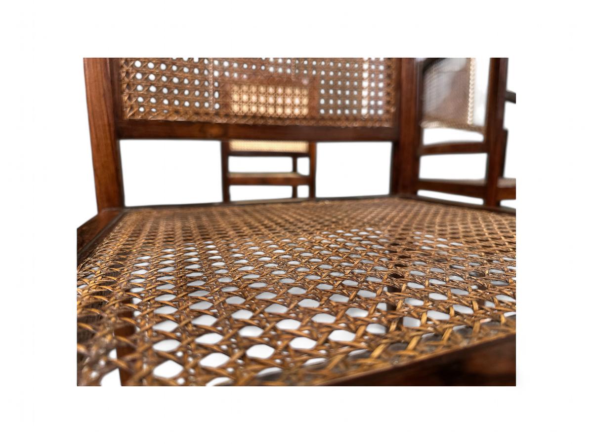 Brazilian Modern Armchairs in Hardwood & Caning, Unknown, Brazil, 1960s For Sale 1