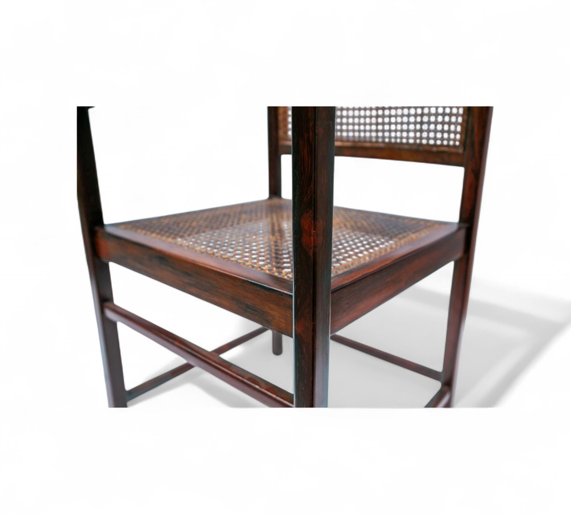 Brazilian Modern Armchairs in Hardwood & Caning, Unknown, Brazil, 1960s For Sale 1