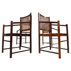 Poltrone moderne brasiliane in legno duro e canapa, Sconosciuto, Brasile, anni '60