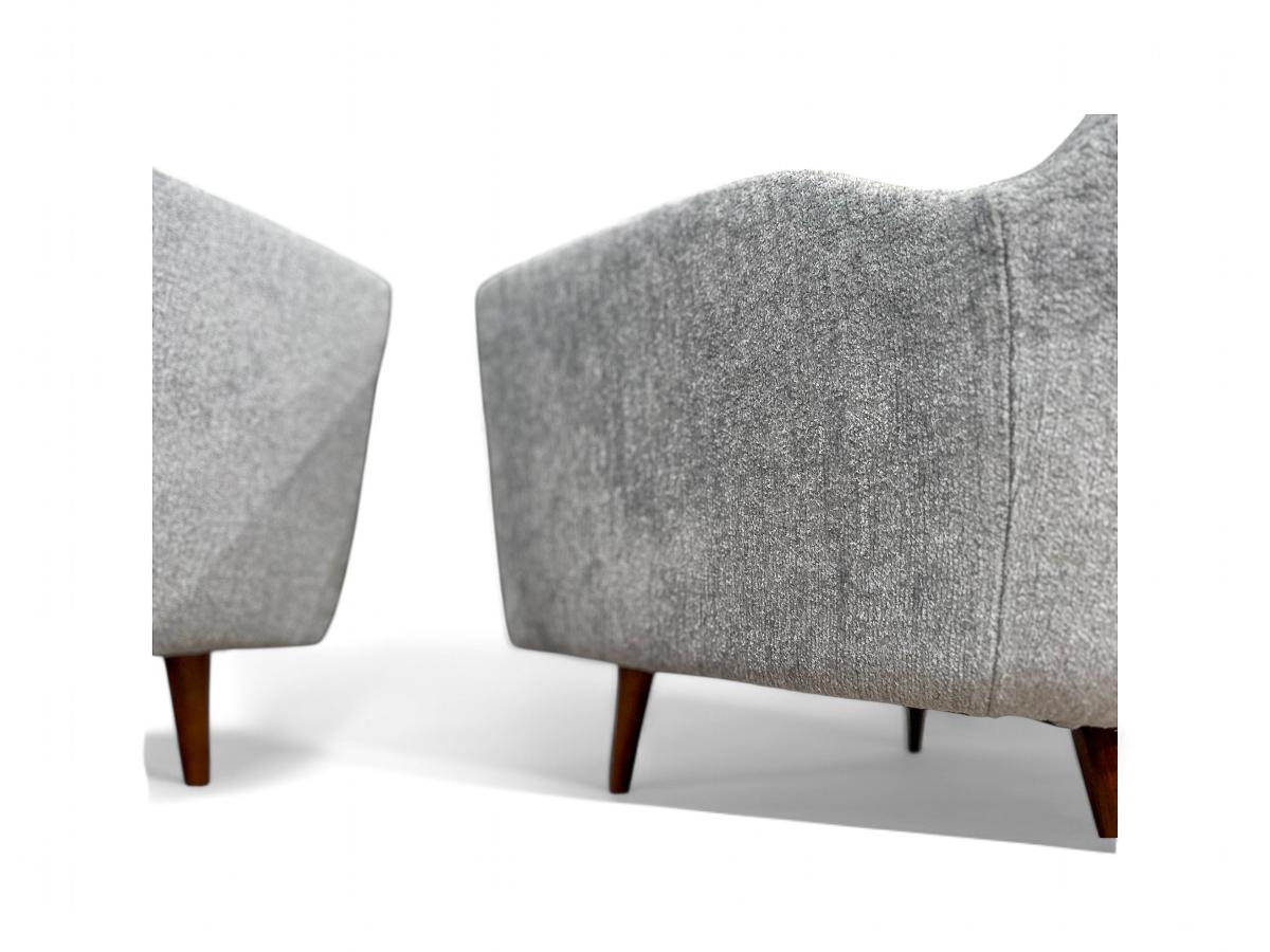 Fauteuils modernes brésiliens en bois dur et chenille, Giuseppe Scapinelli, années 1950 en vente 3