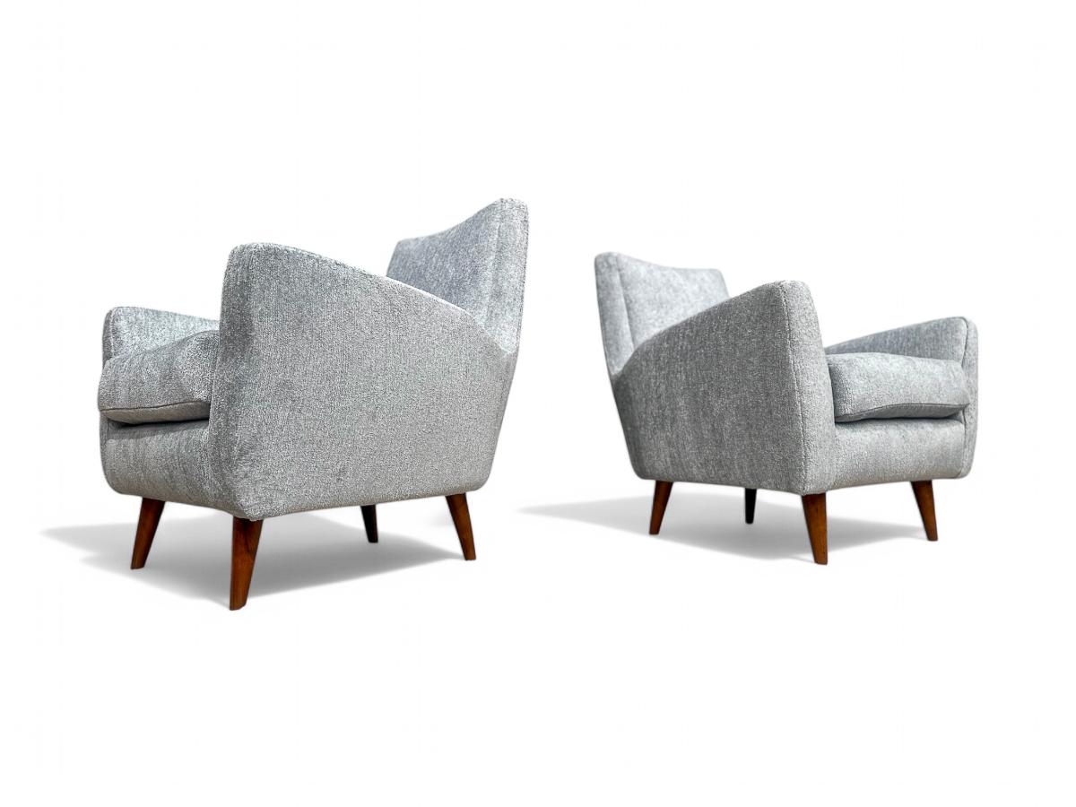 Fauteuils modernes brésiliens en bois dur et chenille, Giuseppe Scapinelli, années 1950 en vente 7