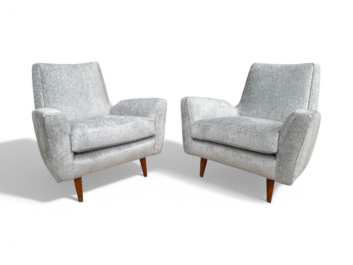 Mid-Century Modern Fauteuils modernes brésiliens en bois dur et chenille, Giuseppe Scapinelli, années 1950 en vente