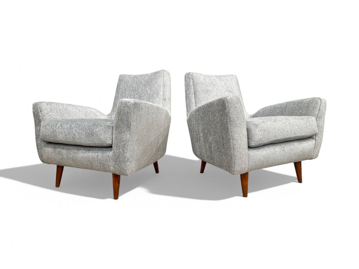 Sud-américain Fauteuils modernes brésiliens en bois dur et chenille, Giuseppe Scapinelli, années 1950 en vente