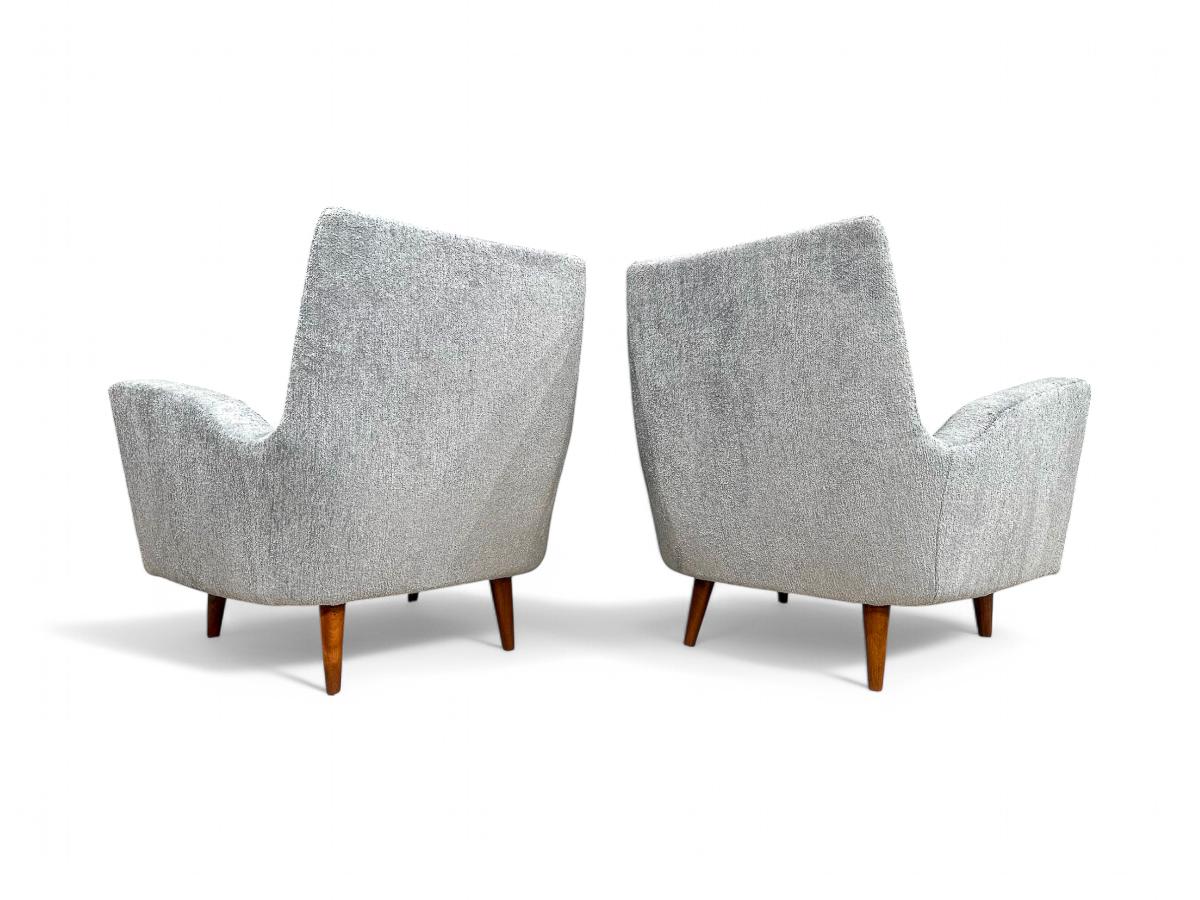 Travail du bois Fauteuils modernes brésiliens en bois dur et chenille, Giuseppe Scapinelli, années 1950 en vente