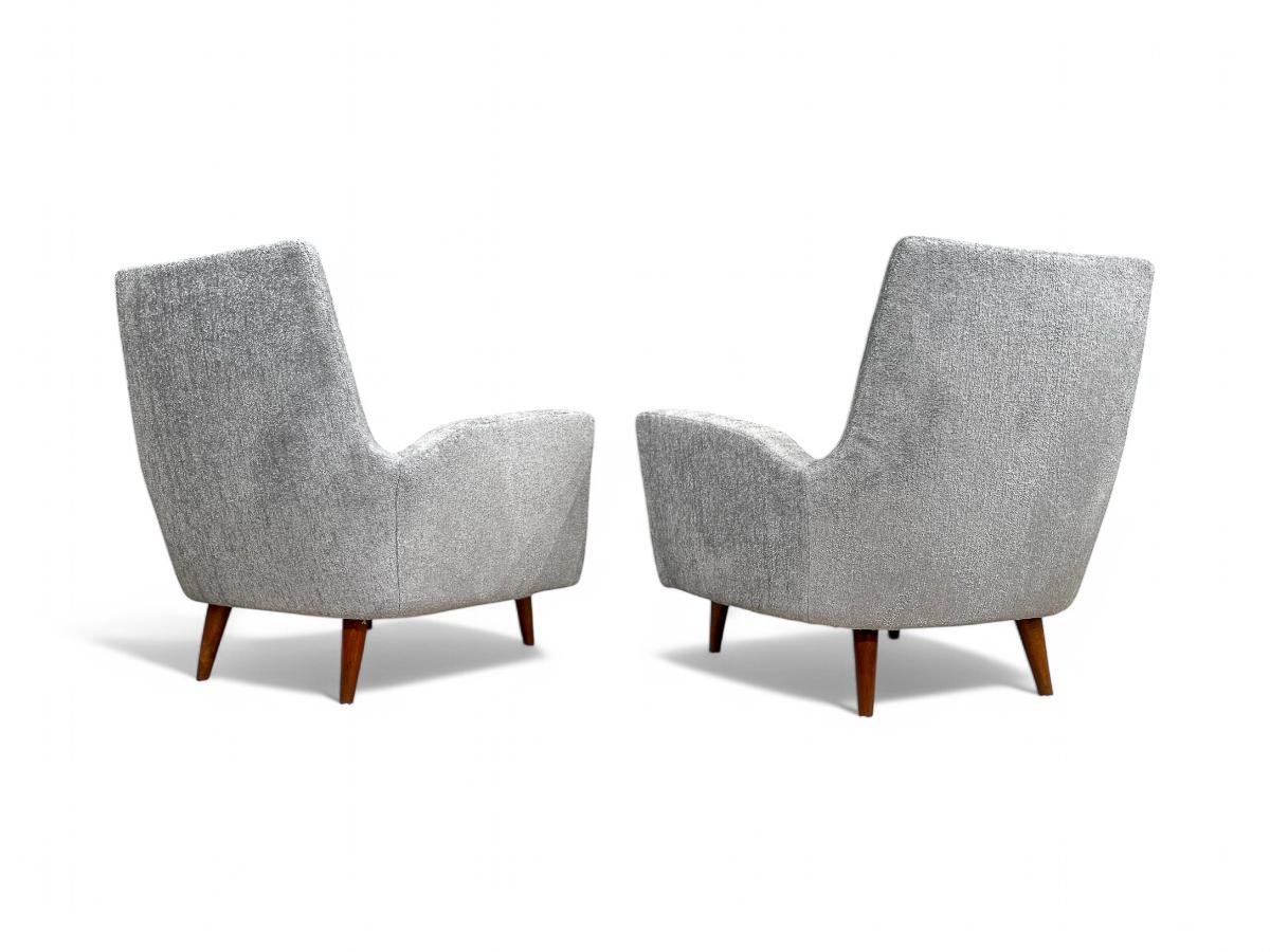 20ième siècle Fauteuils modernes brésiliens en bois dur et chenille, Giuseppe Scapinelli, années 1950 en vente