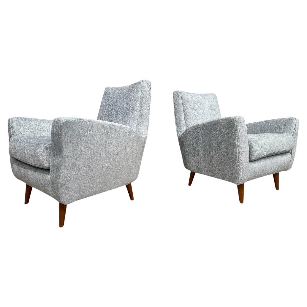 Brazilian Modern Armchairs in Hardwood & Chenille, Giuseppe Scapinelli, 1950s