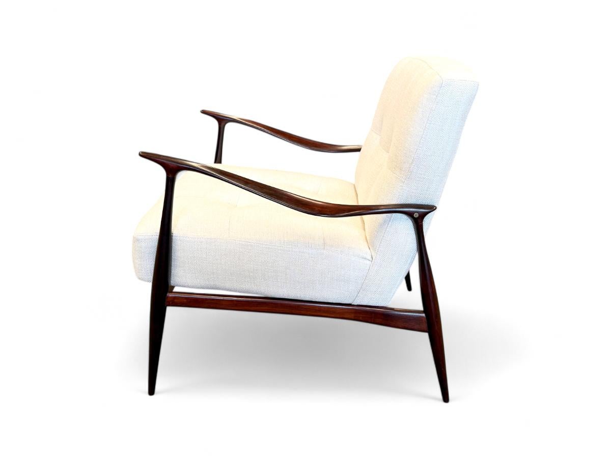 Fauteuils modernes brésiliens en bois dur et chenille, Giuseppe Scapinelli, c.C., années 1950 en vente 2