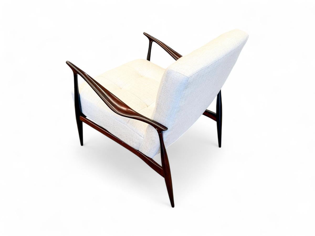 Fauteuils modernes brésiliens en bois dur et chenille, Giuseppe Scapinelli, c.C., années 1950 en vente 3