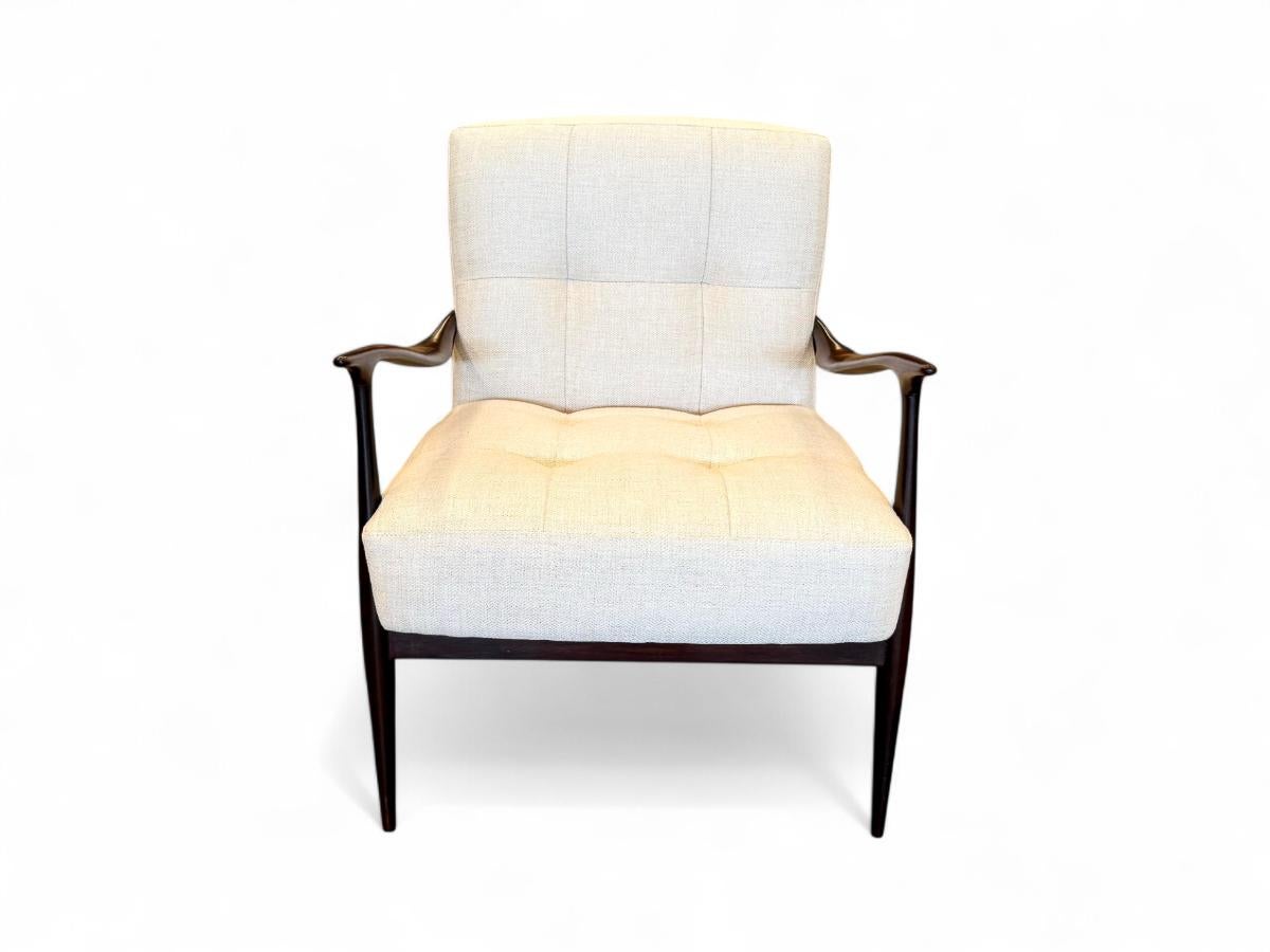 Fauteuils modernes brésiliens en bois dur et chenille, Giuseppe Scapinelli, c.C., années 1950 en vente 5