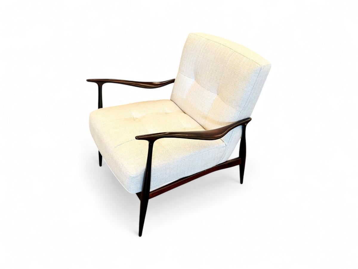 Fauteuils modernes brésiliens en bois dur et chenille, Giuseppe Scapinelli, c.C., années 1950 en vente 6