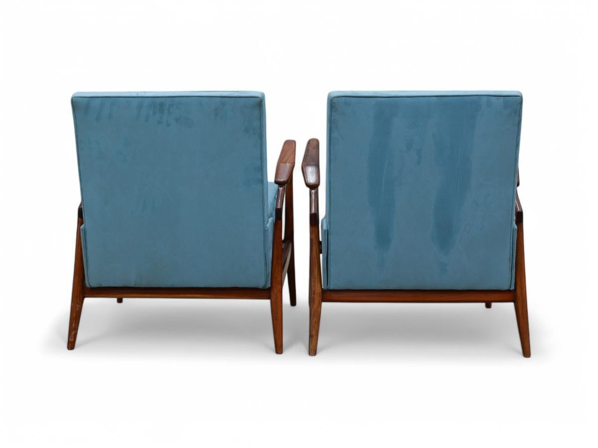 Brazilian Modern Armchairs in Hardwood & Fabric by Giuseppe Scapinelli, 1950s In Good Condition For Sale In New York, NY