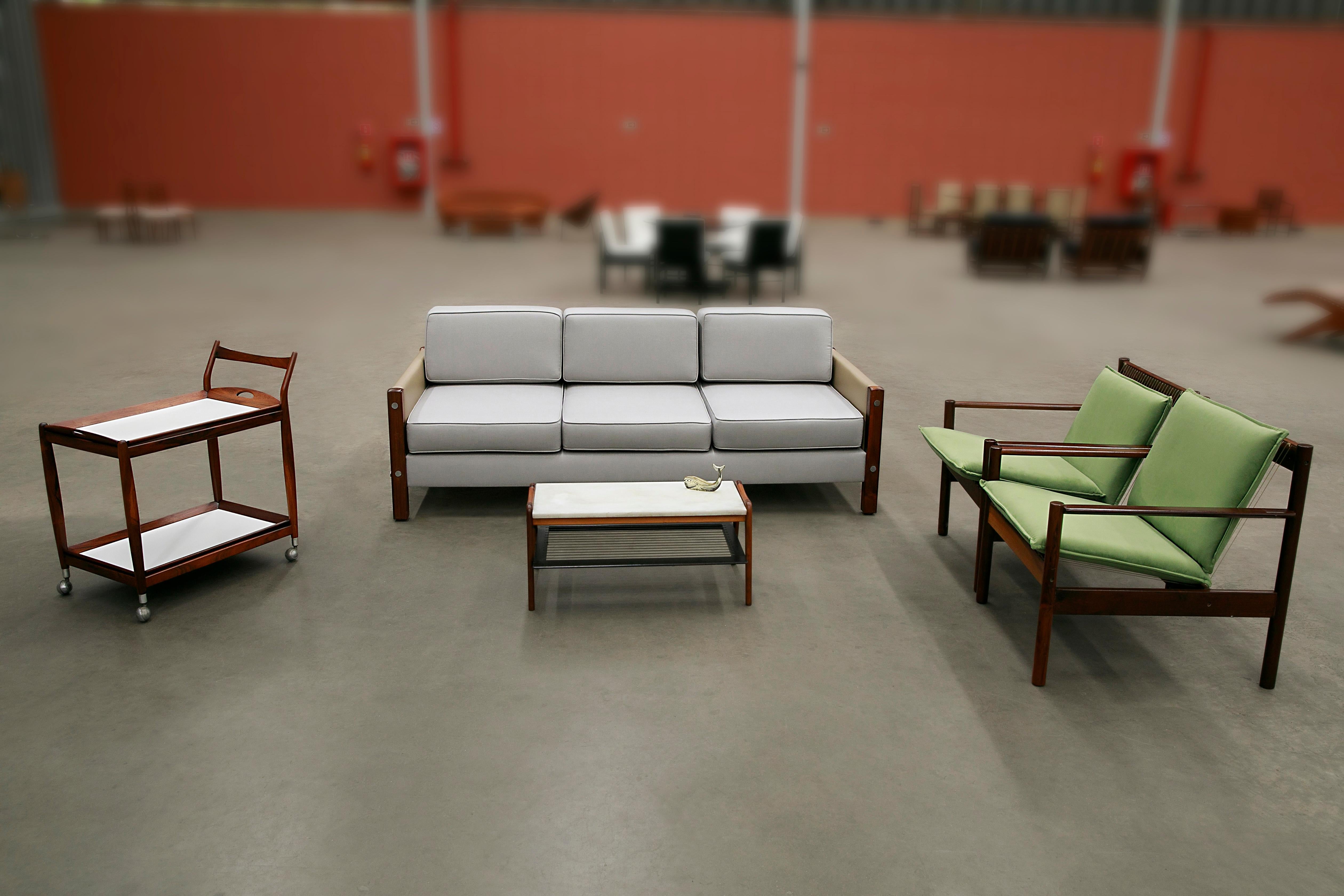 Brazilian Modern Armchairs in Hardwood & Fabric, Michel Arnoult, 1960s 1