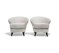Brazilian Modern Armchairs in Hardwood & Grey Velvet by Joaquim Tenreiro Brazil