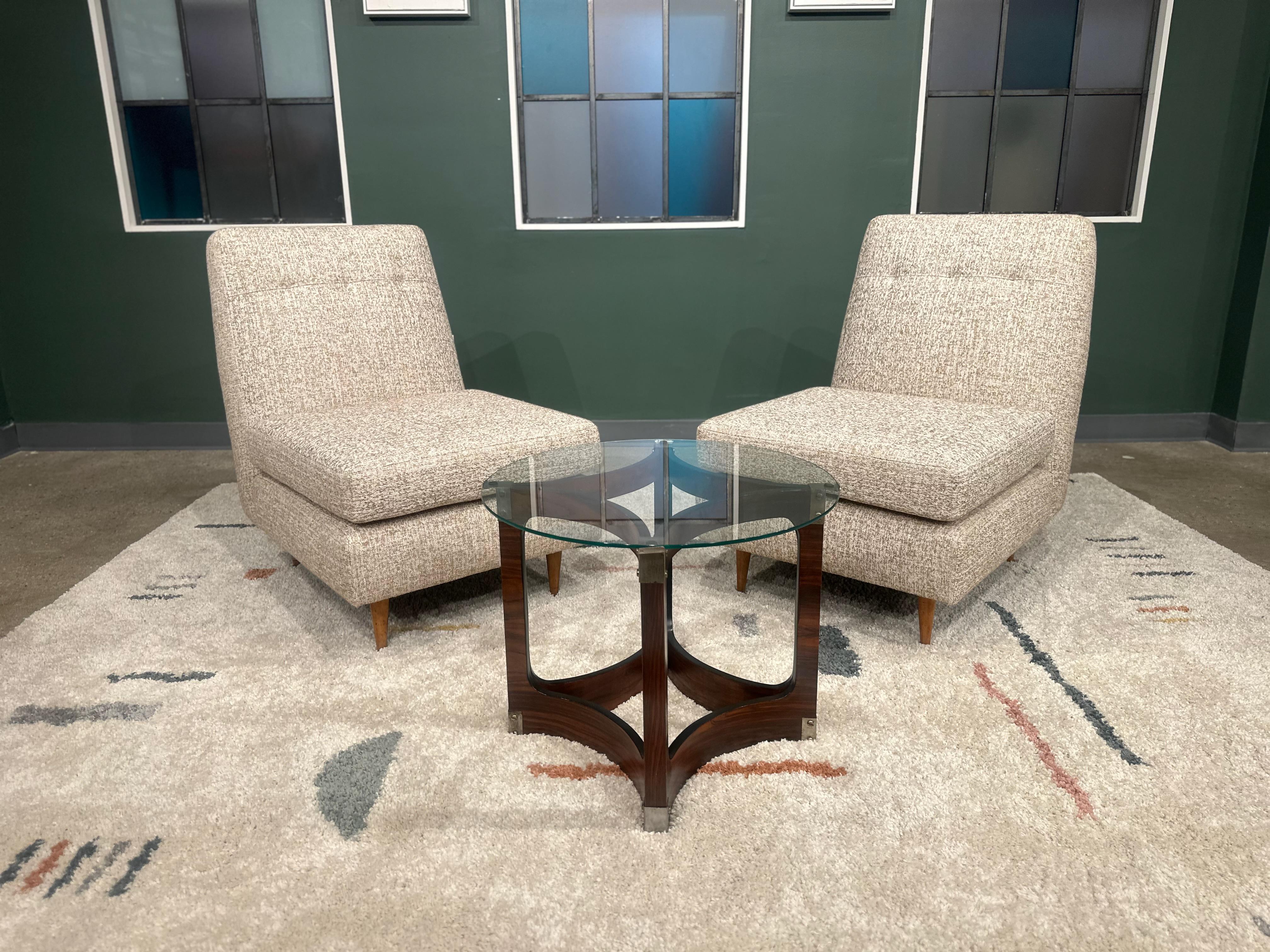 Brazilian Modern Armchairs in Hardwood & Chenille by Joaquim Tenreiro 1958 For Sale 6