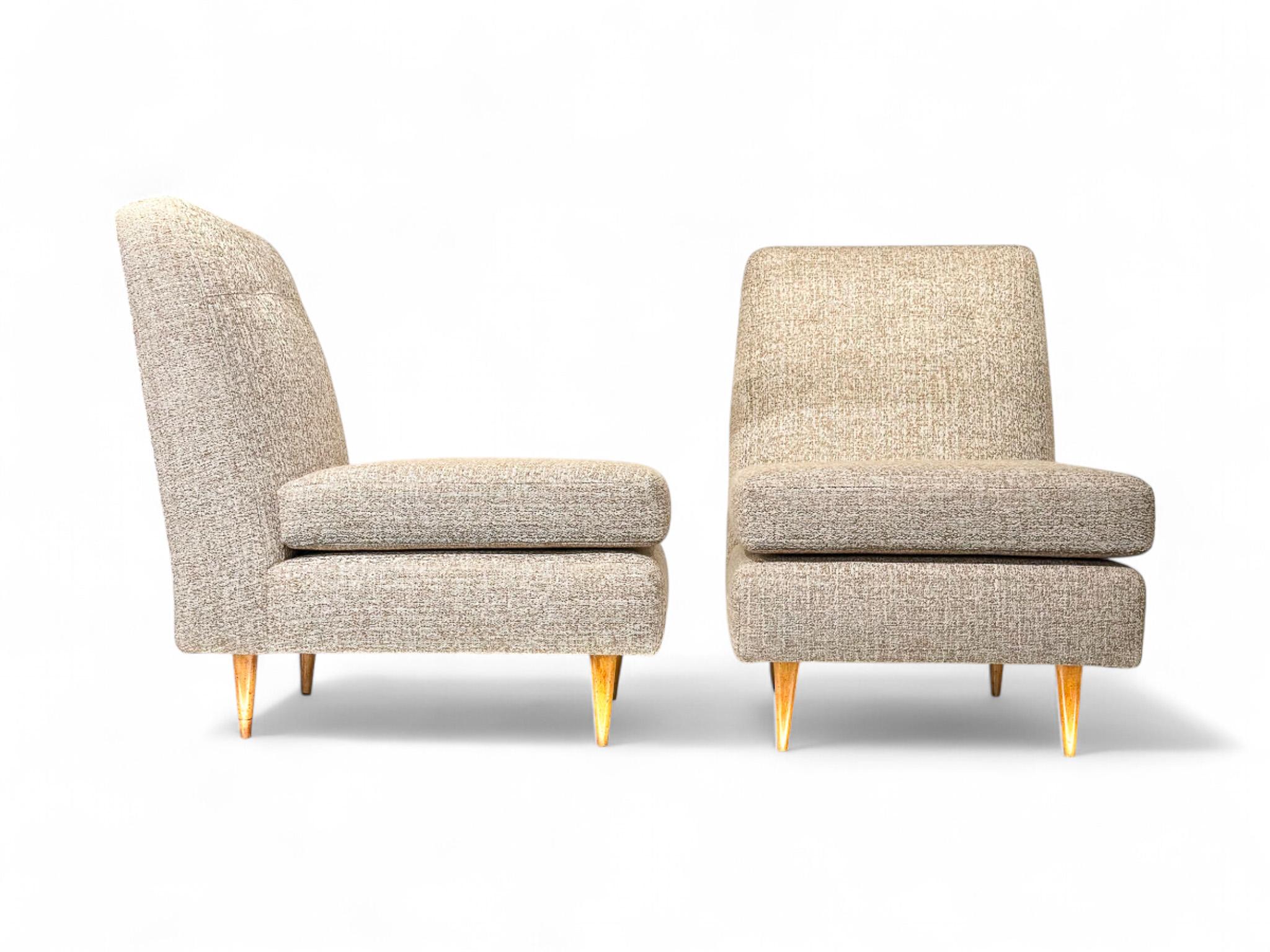 Linen Brazilian Modern Armchairs in Hardwood & Chenille by Joaquim Tenreiro 1958 For Sale