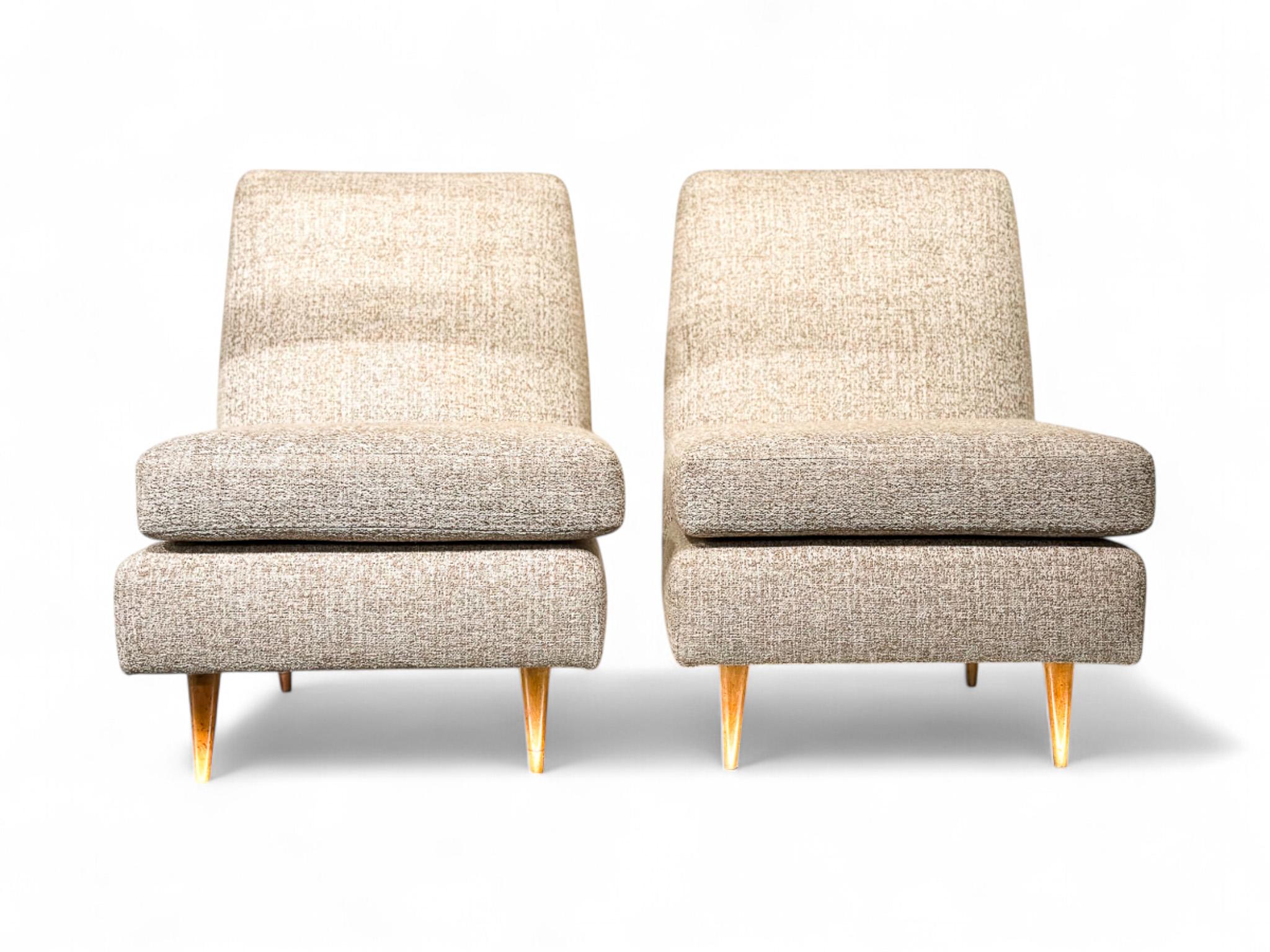 Mid-Century Modern Brazilian Modern Armchairs in Hardwood & Chenille by Joaquim Tenreiro 1958 For Sale