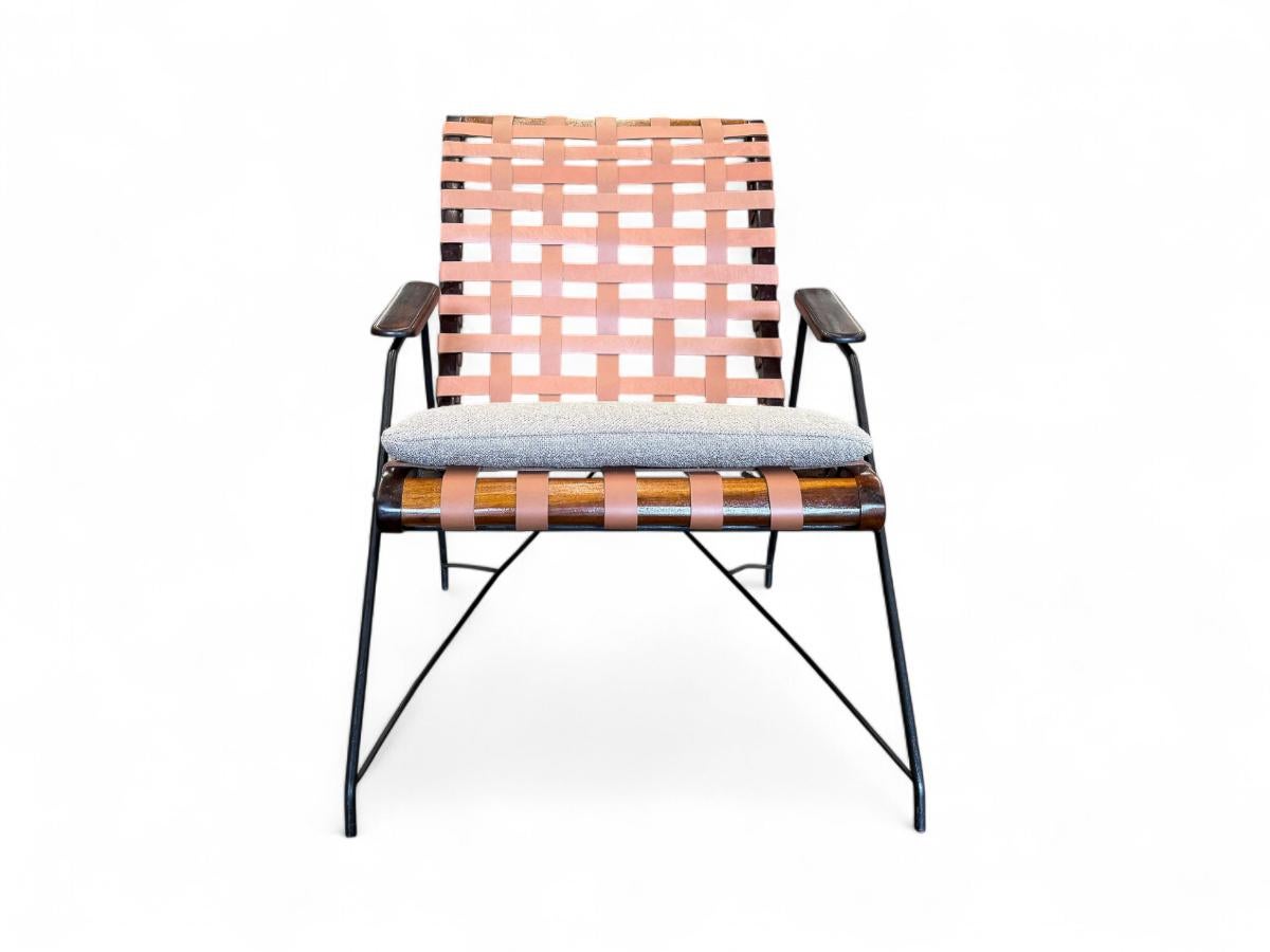Brazilian Modern Armchairs in Hardwood, Metal & Fabric, Carlo Hauner, 1950s For Sale 11