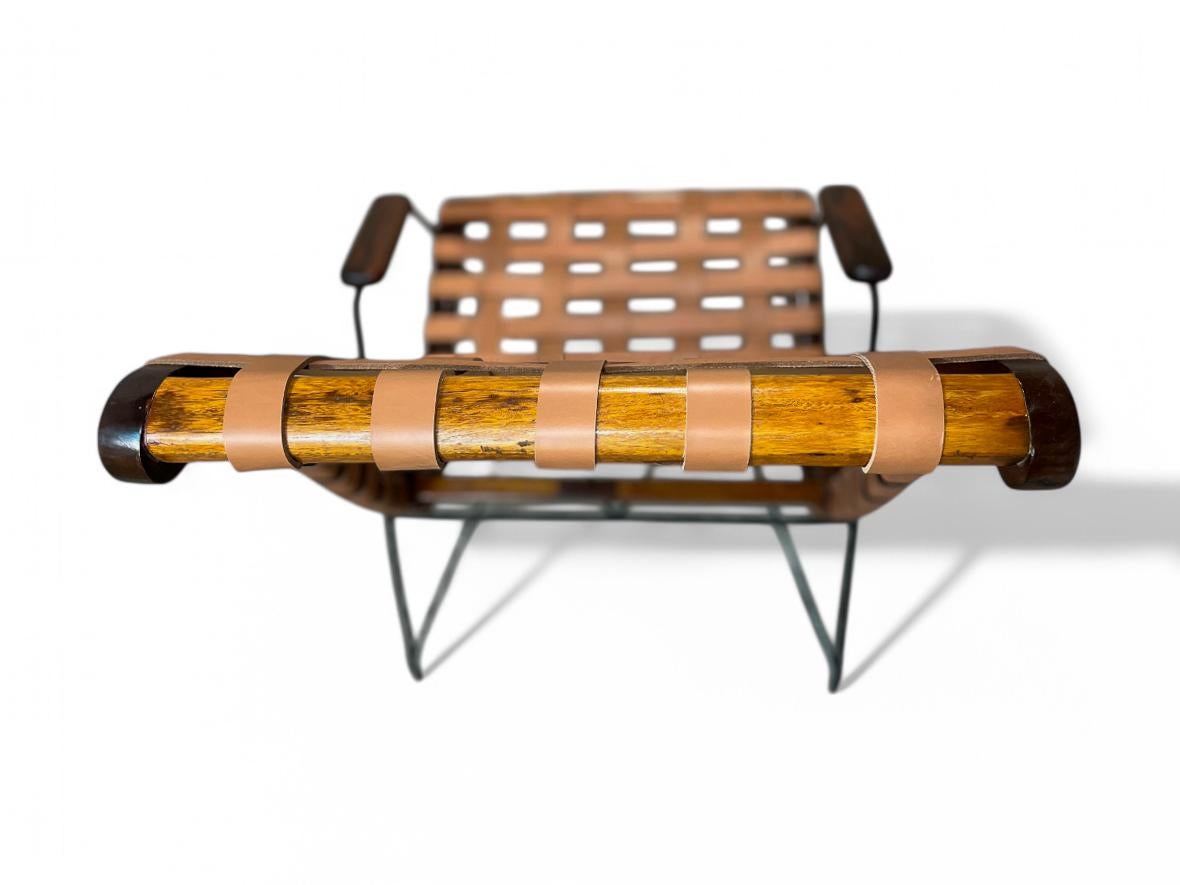 Brazilian Modern Armchairs in Hardwood, Metal & Fabric, Carlo Hauner, 1950s For Sale 5