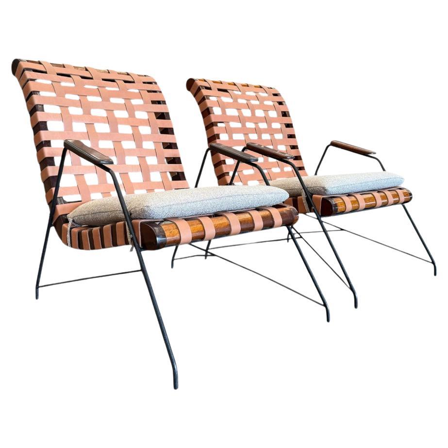 Brazilian Modern Armchairs in Hardwood, Metal & Fabric, Carlo Hauner, 1950s