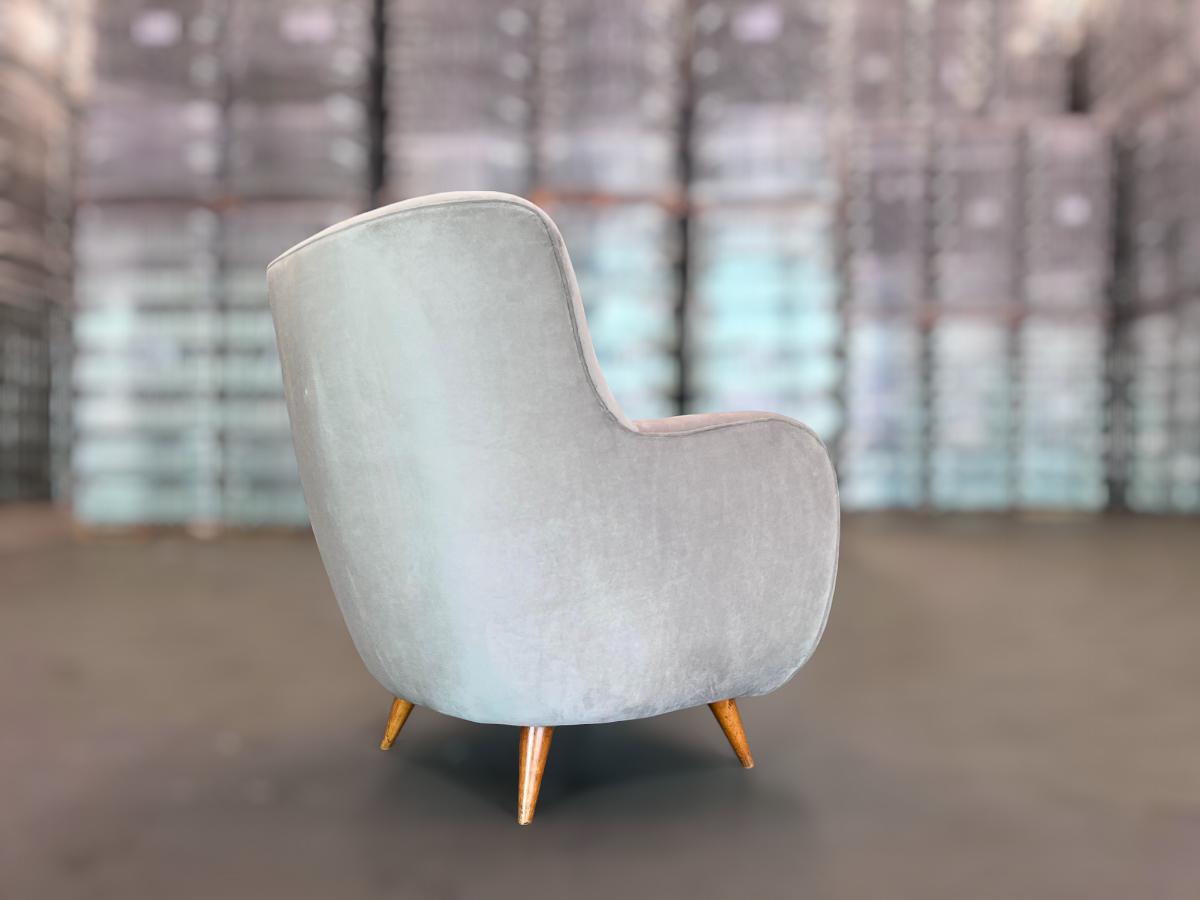 Fauteuils Modernes brésiliens en bois dur et Ultra suede, Giuseppe Scapinelli, 1950s en vente 4